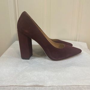 Pour La Victoire burgundy block chunky heels shoes